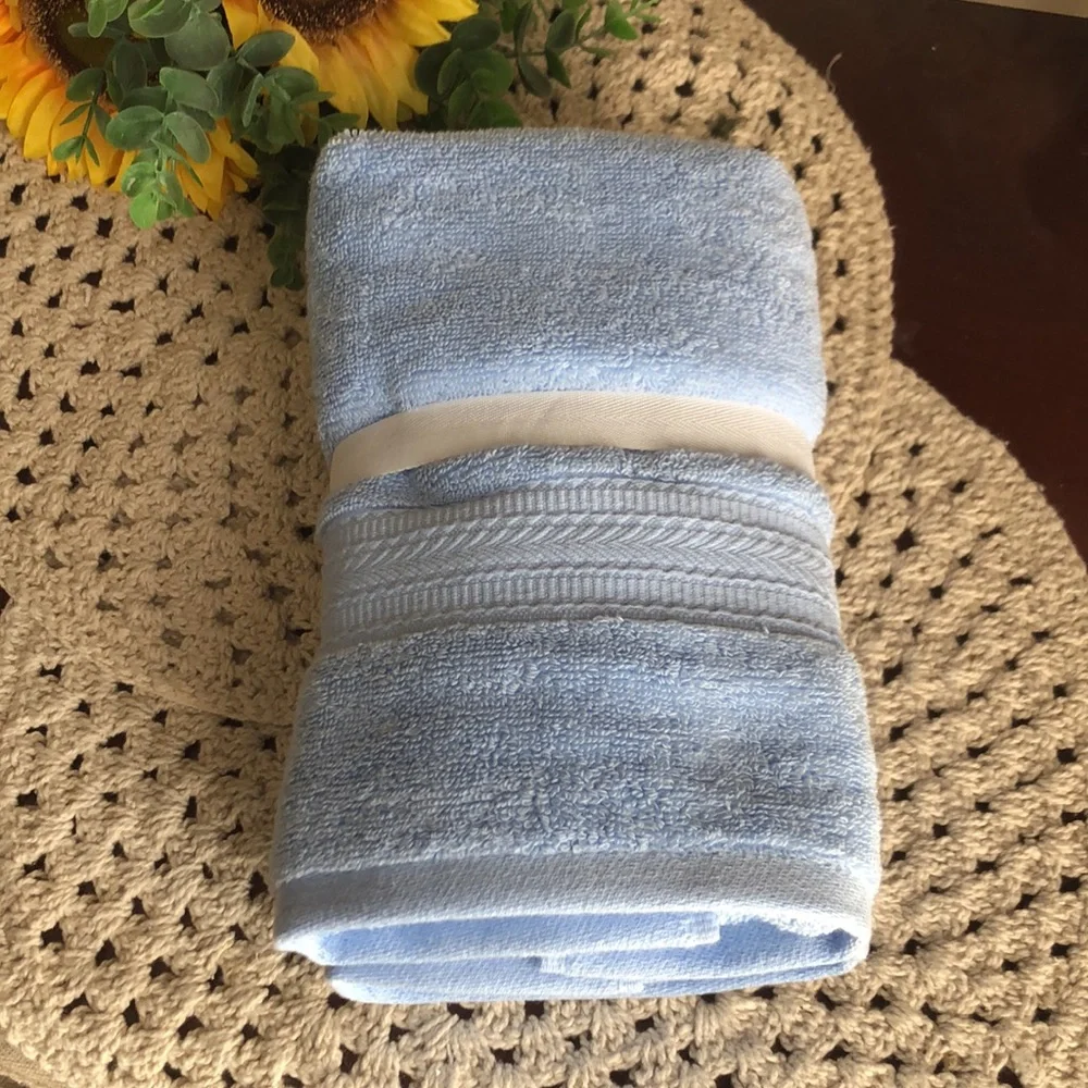 Hotel Bath Blue Cotton Hand Towels